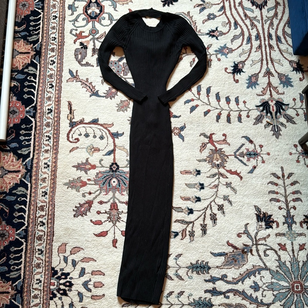 Body Con Black Long Sleeve High Neck Dress